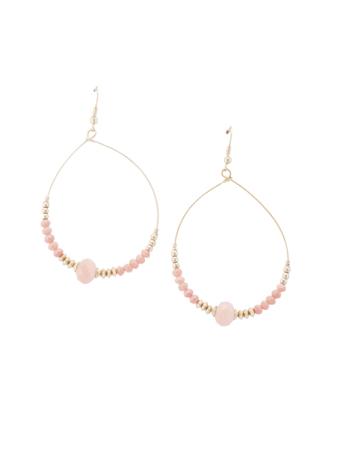 

OOMH Gold-Toned & Pink Drop Earrings