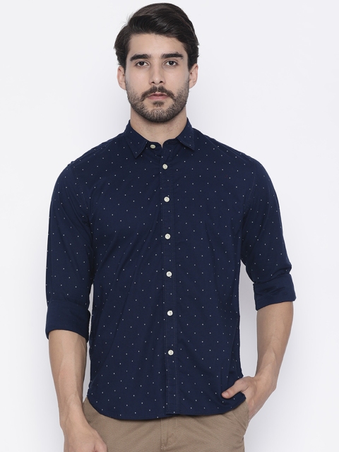 

Pepe Jeans Men Navy Regular Fit Printed Casual Shirt, Navy blue
