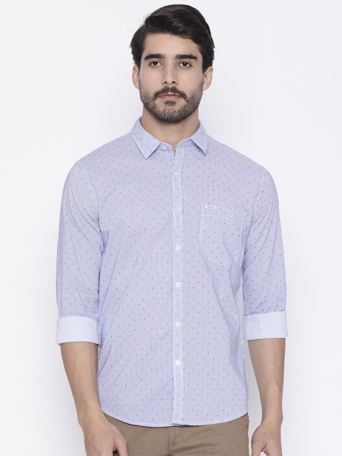 

Pepe Jeans Men Blue Slim Fit Striped Casual Shirt