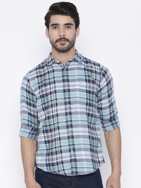 

Pepe Jeans Men Blue Regular Fit Checked Casual Shirt