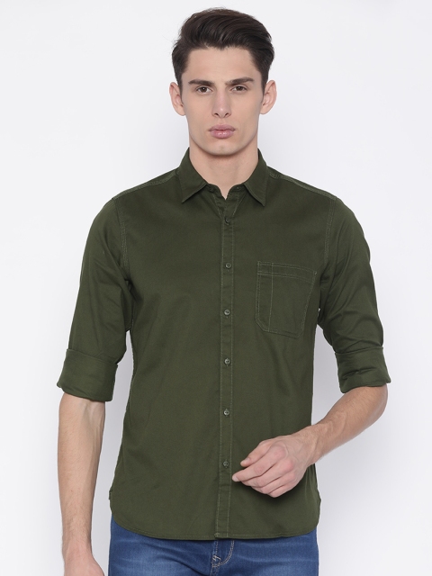 

Pepe Jeans Men Olive Green Regular Fit Solid Casual Shirt
