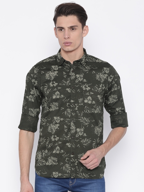

Pepe Jeans Men Olive Green Slim Fit Printed Casual Shirt
