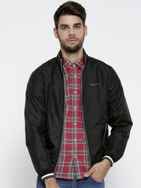 

Pepe Jeans Men Black Solid Bomber Jacket
