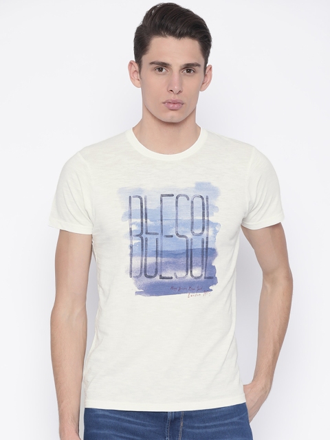 

Pepe Jeans Men Off-White Printed Round Neck T-shirt