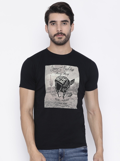 

Pepe Jeans Men Black Printed T-shirt