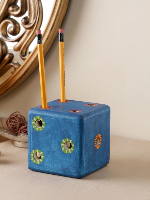 

VarEesha Blue Wood Handmade Desk Organiser