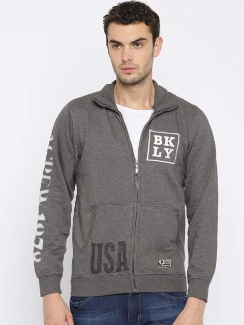 

American Crew Men Charcoal Grey Printed Sweatshirt