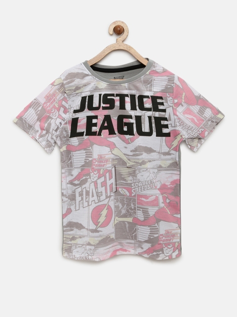 

YK Justice League Boys Grey Printed Round Neck T-shirt