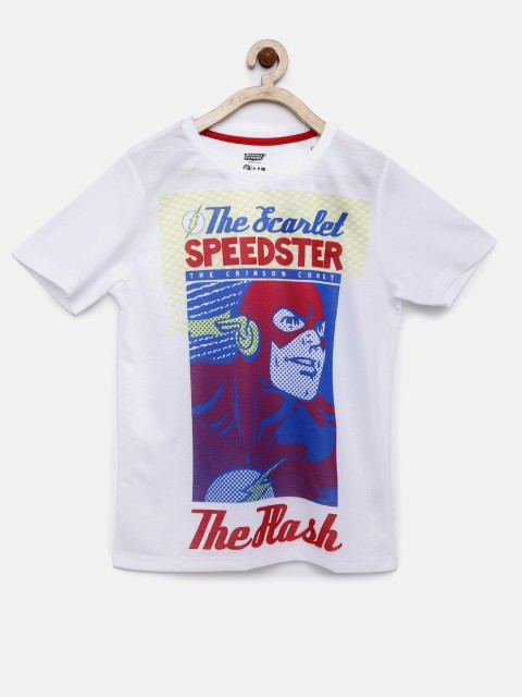

YK Justice League Boys White Printed Round Neck T-shirt