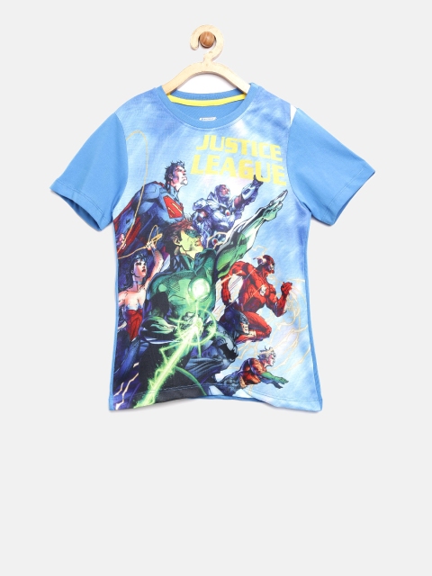 

YK Justice League Boys Blue Printed Round Neck T-shirt
