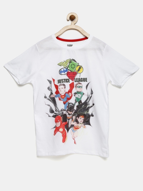 

YK Justice League Boys White Printed T-shirt