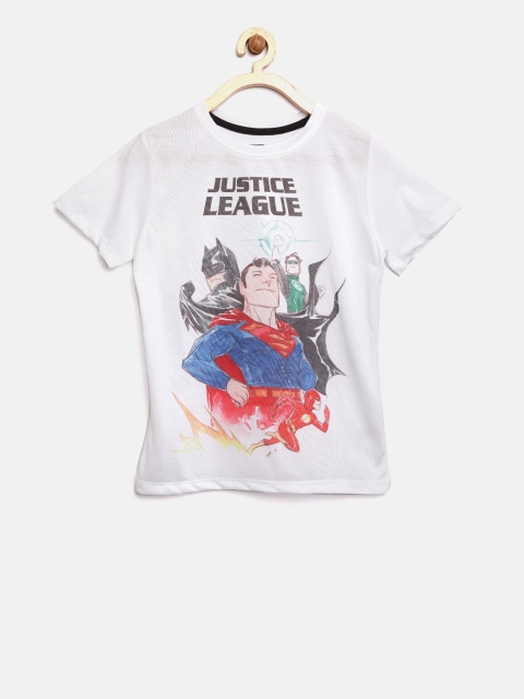 

YK Justice League Boys White Printed T-shirt