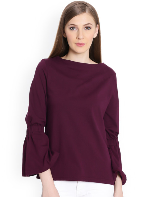 

United Colors of Benetton Women Burgundy Solid Top