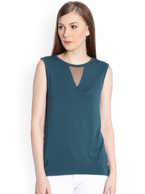 

United Colors of Benetton Women Green Solid Top