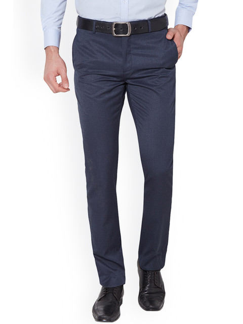 

Van Heusen Men Blue Slim Fit Solid Regular Trousers