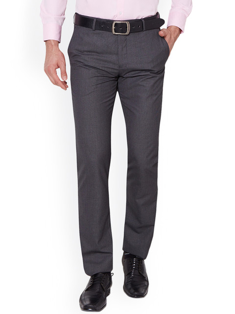 

Van Heusen Men Grey Slim Fit Self Design Regular Trousers