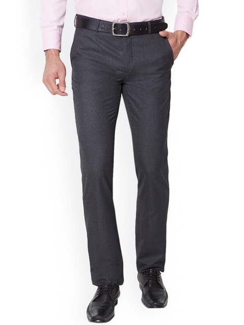 

Van Heusen Men Grey Slim Fit Self Design Regular Trousers