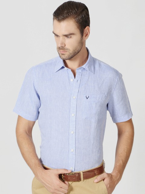 

Allen Solly Men Blue Slim Fit Self-Design Linen Formal Shirt