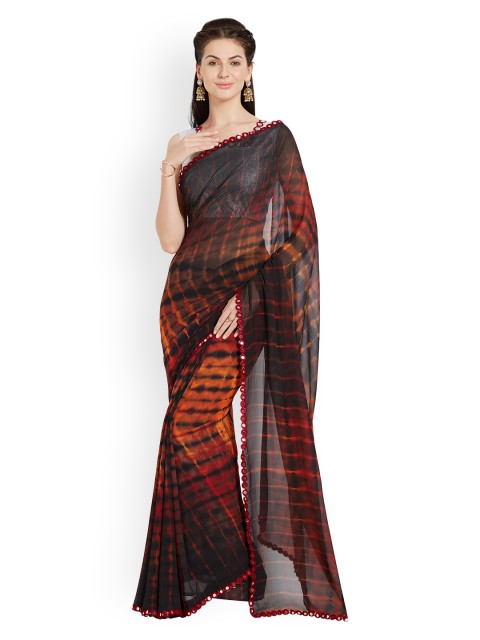 

Mirchi Fashion Brown & Orange Art Silk Printed Saree