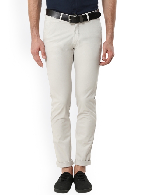 

Allen Solly Men Off-White Slim Fit Solid Regular Trousers