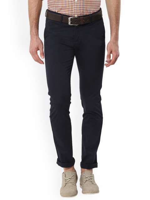 

Allen Solly Men Black Slim Fit Solid Regular Trousers