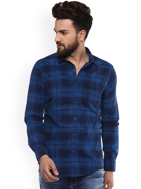 

Mufti Men Blue Slim Fit Checked Casual Shirt