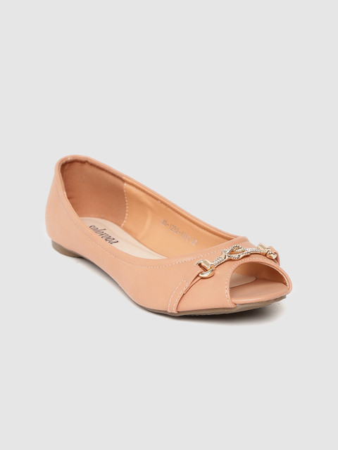 

Solovoga Women Dusty Pink Solid Peep Toe Ballerinas