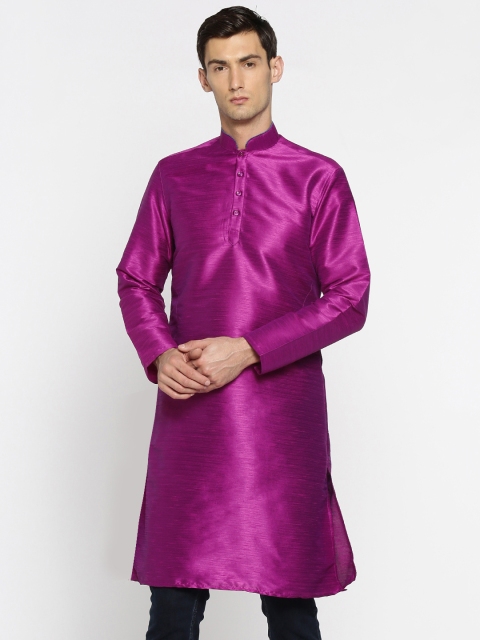 

British Club Men Purple Solid Straight Kurta
