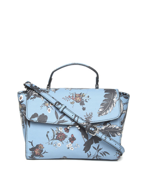 

MANGO Blue Floral Print Satchel