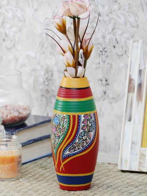 

VarEesha Red Hand-Painted Madhubani Terracotta Vase