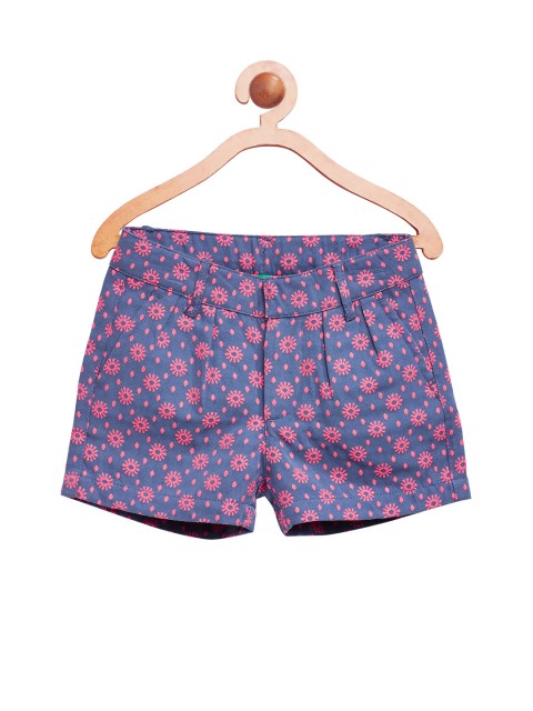 

United Colors of Benetton Girls Blue Self Design Regular Fit Shorts