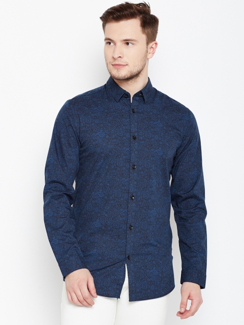 

Jack & Jones Men Blue & Black Slim Fit Paisley Print Casual Shirt
