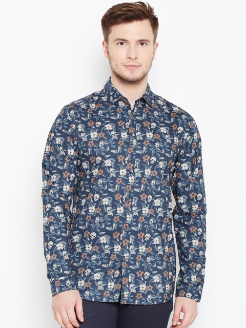 

Jack & Jones Men Navy & Beige Slim Fit Floral Print Casual Shirt, Navy blue