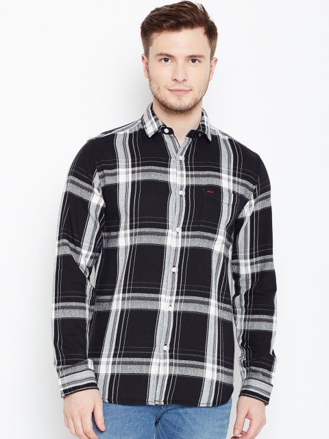 

Jack & Jones Men Black & White Slim Fit Checked Casual Shirt