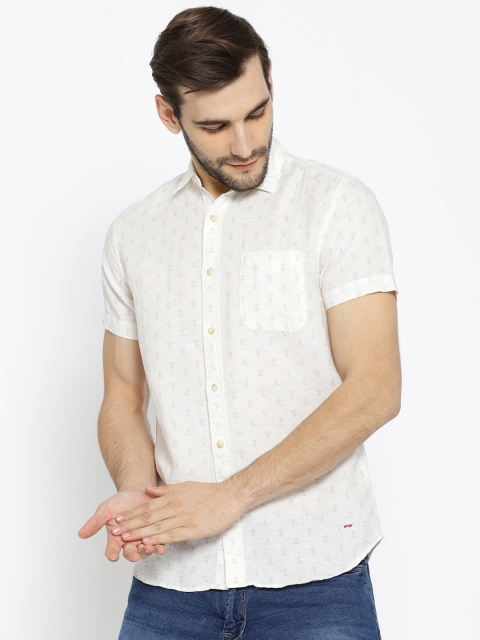 

Jack & Jones Men White Slim Fit Printed Casual Shirt