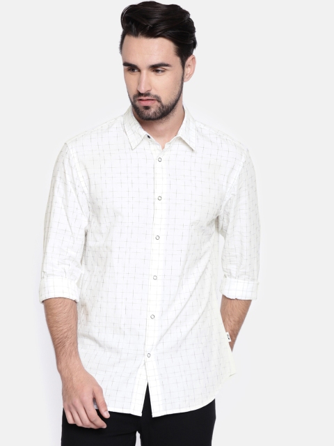 

Jack & Jones Men White & Navy Checked Casual Shirt