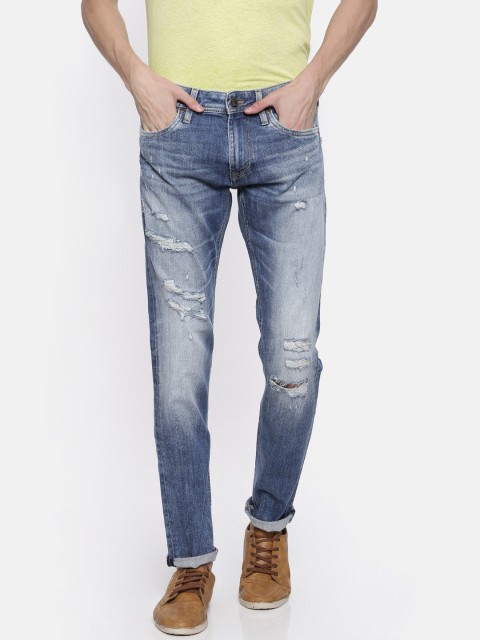 

Jack & Jones Men Blue Slim Fit Low-Rise Highly Distressed Stretchable Jeans