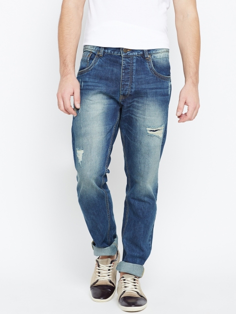 

Jack & Jones Men Blue Erik Anti Fit Mid-Rise Low Distress Jeans