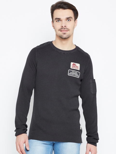 

Jack & Jones Men Charcoal Grey Solid Pullover