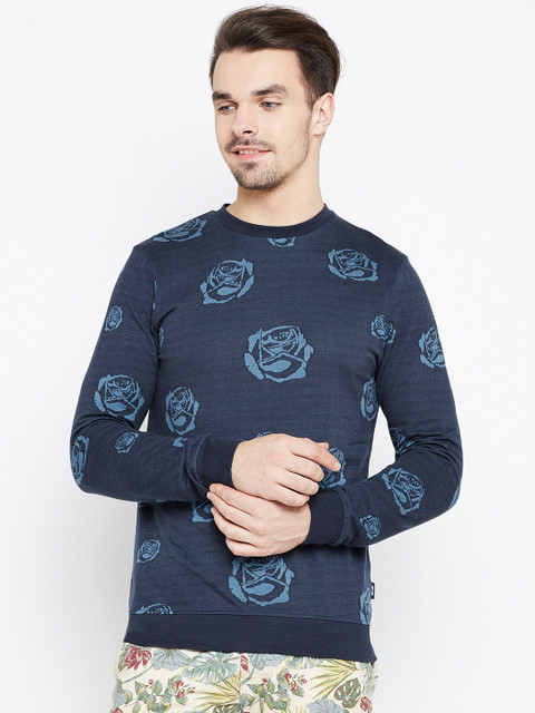 

Jack & Jones Men Navy Blue Floral Pattern Sweatshirt