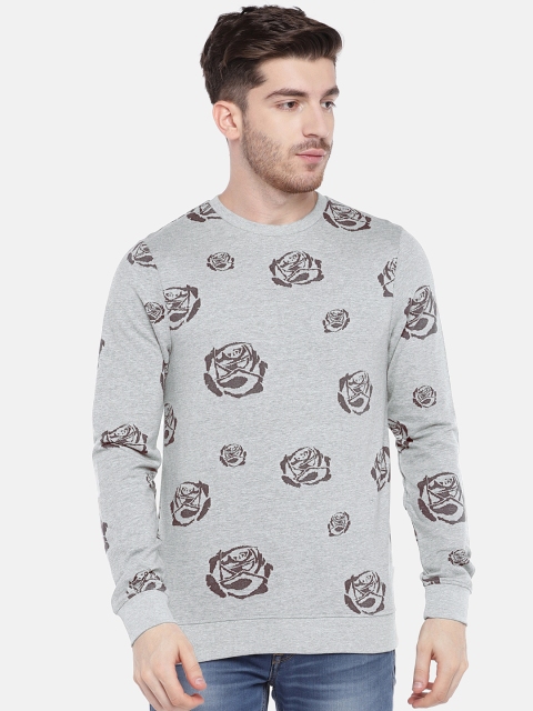 

Jack & Jones Men Grey Melange Floral Pattern Sweatshirt