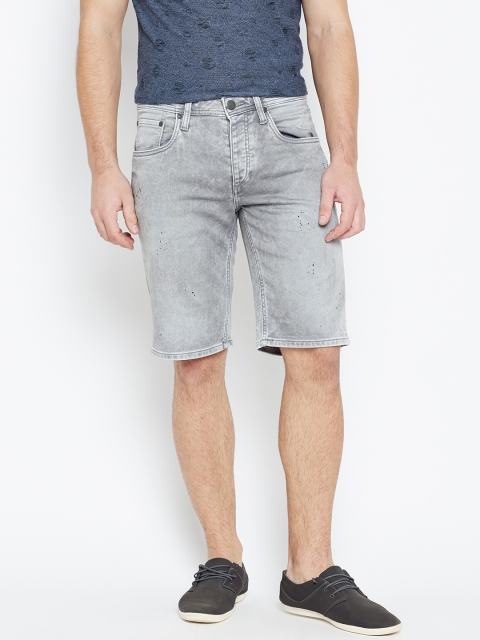 

Jack & Jones Men Grey Washed Regular Fit Denim Shorts