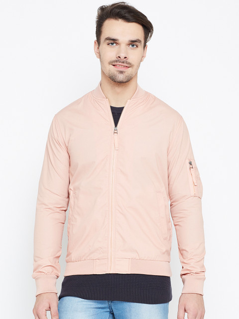 

Jack & Jones Men Peach-Coloured Solid Bomber Jacket