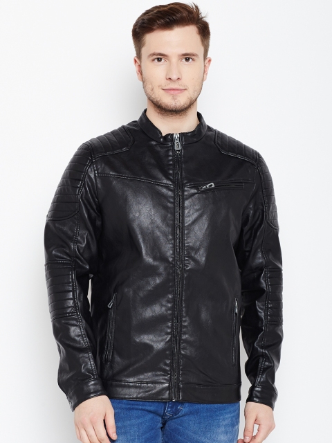

Jack & Jones Men Black Solid Biker Jacket
