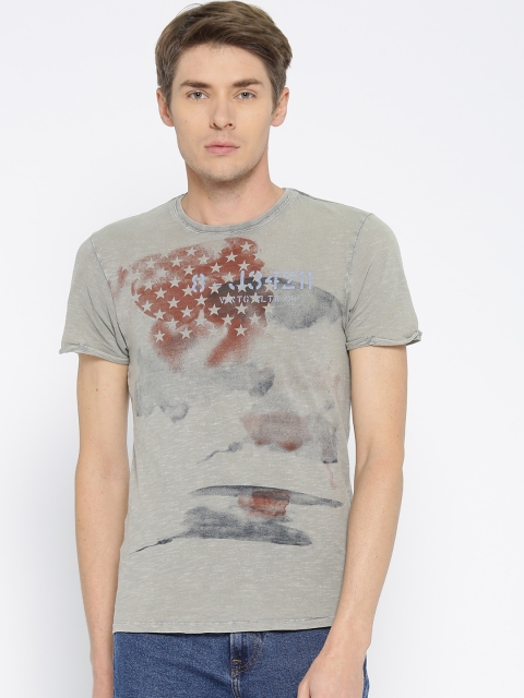 

Jack & Jones Men Grey Printed Round Neck T-shirt