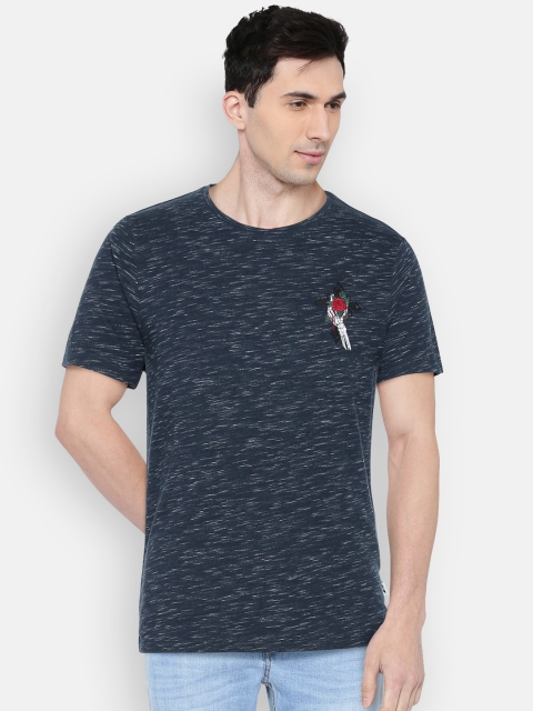 

Jack & Jones Men Navy Blue Solid Round Neck T-shirt
