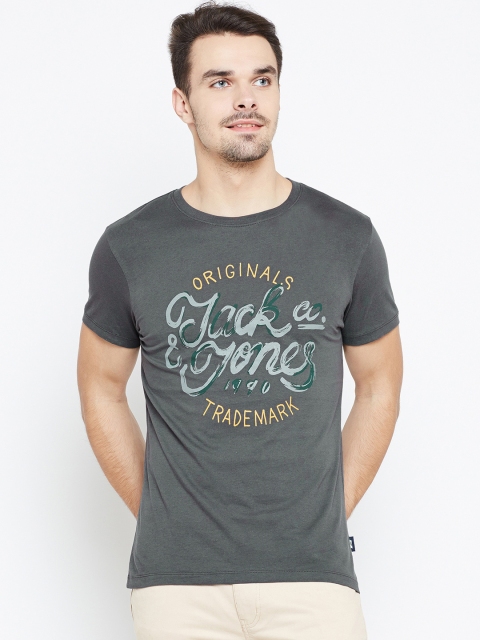 

Jack & Jones Men Grey Printed Round Neck T-shirt