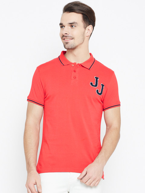 

Jack Jones Men Red Solid Polo Collar Pure Cotton T-shirt