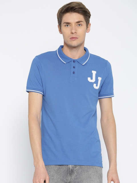 

Jack & Jones Men Blue Solid Polo Collar T-shirt