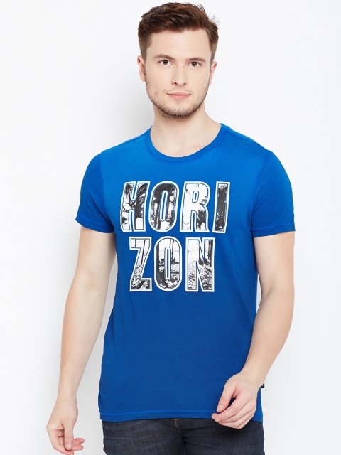 

Jack & Jones Men Blue Printed Round Neck T-shirt